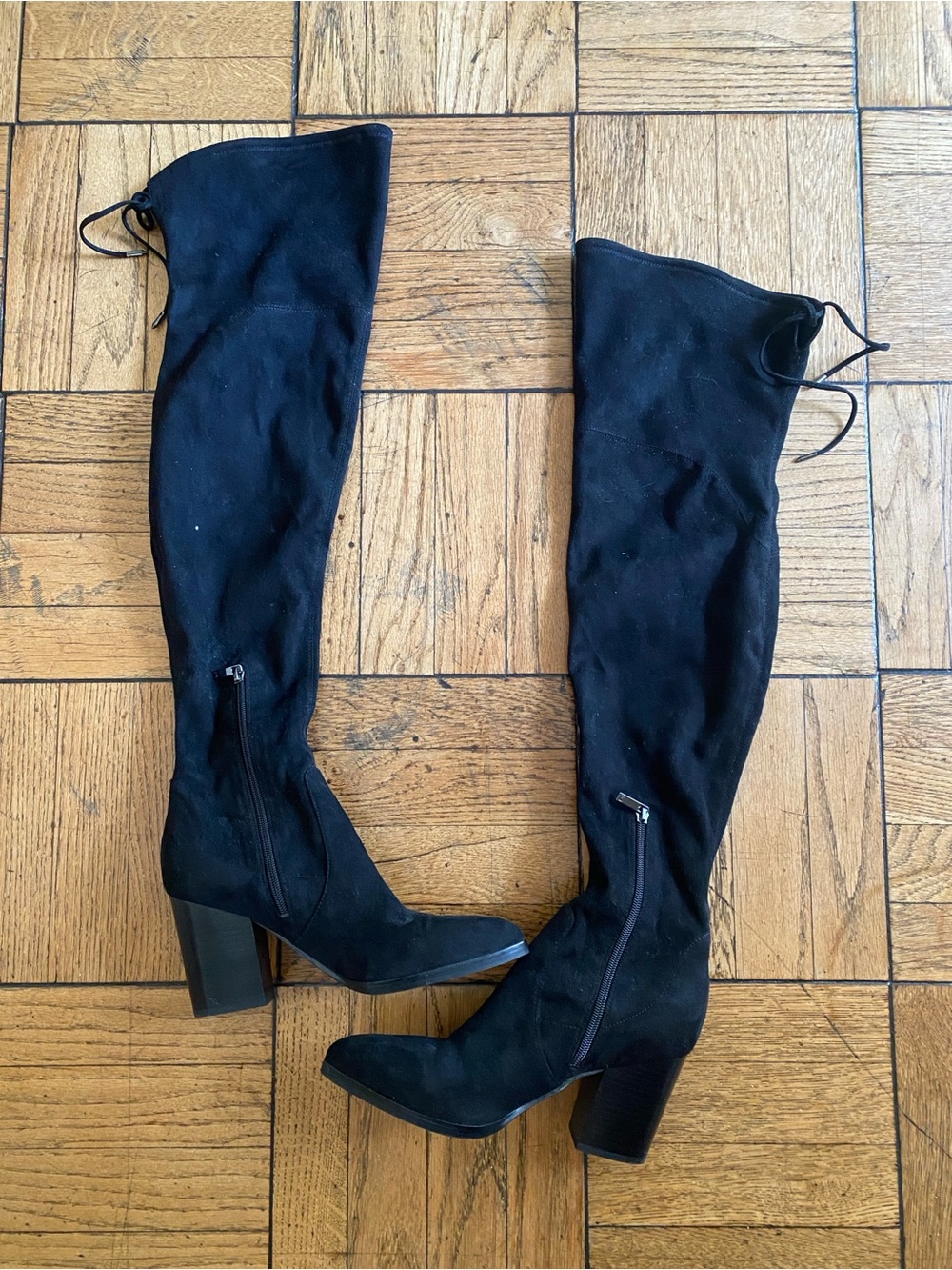 Marc Fisher Black Over-the-Knee Block Heel Boots